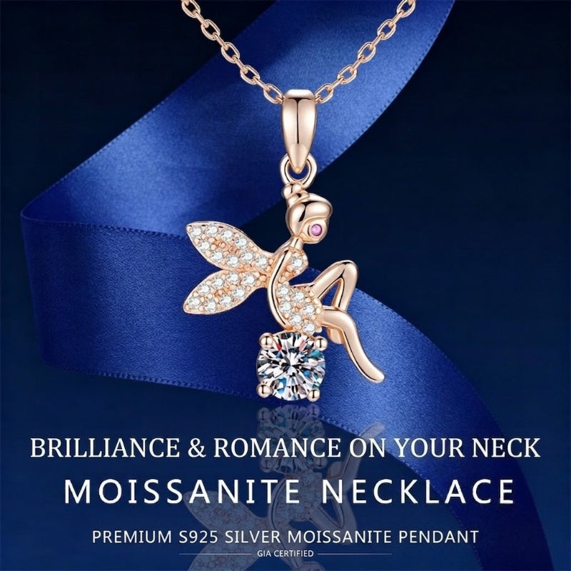 The Whispering Elfin – Rose Gold Moissanite Guardian Pendant