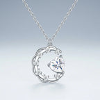 Premium Heart & Crescent Moon Moissanite Necklace, S925 Silver