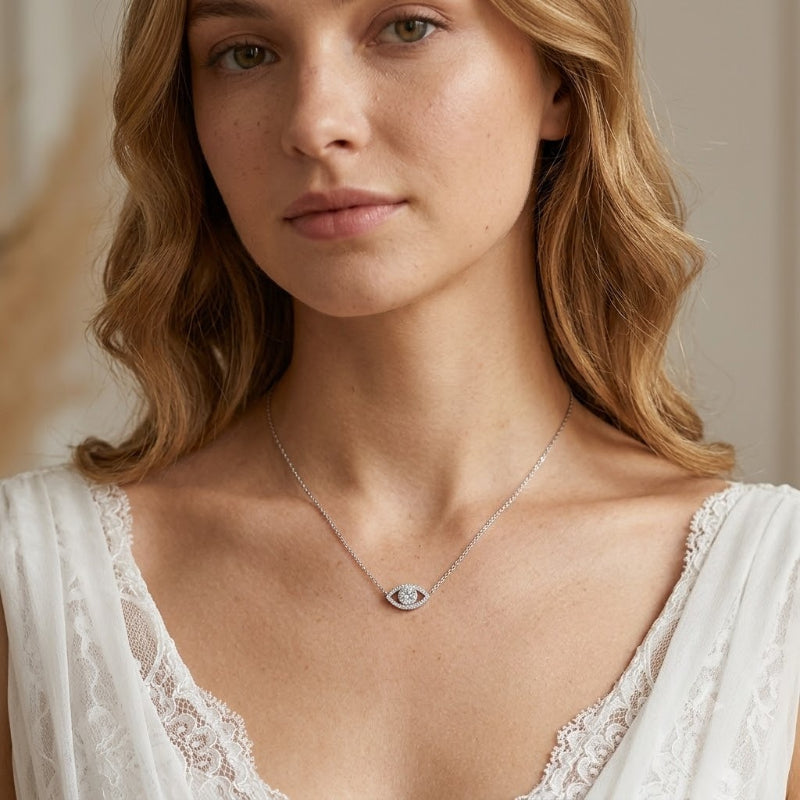 The Iris Alignment – Luxury Moissanite Evil Eye Necklace