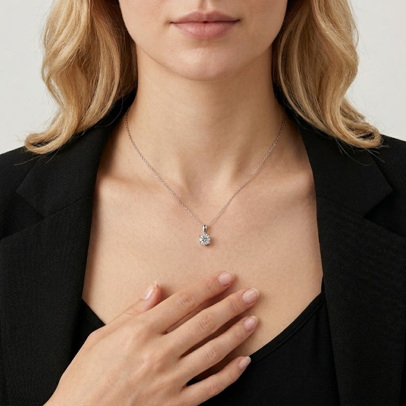 The Eternal Brilliance: S925 Silver 2ct Moissanite Solitaire Pendant Necklace