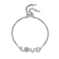 Elegant "LOVE" Heart Moissanite Adjustable Slider Bracelet, 925 Sterling Silver Luxury Romance Fine Jewelry Gift