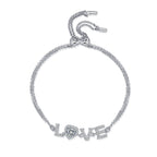 Elegant "LOVE" Heart Moissanite Adjustable Slider Bracelet, 925 Sterling Silver Luxury Romance Fine Jewelry Gift