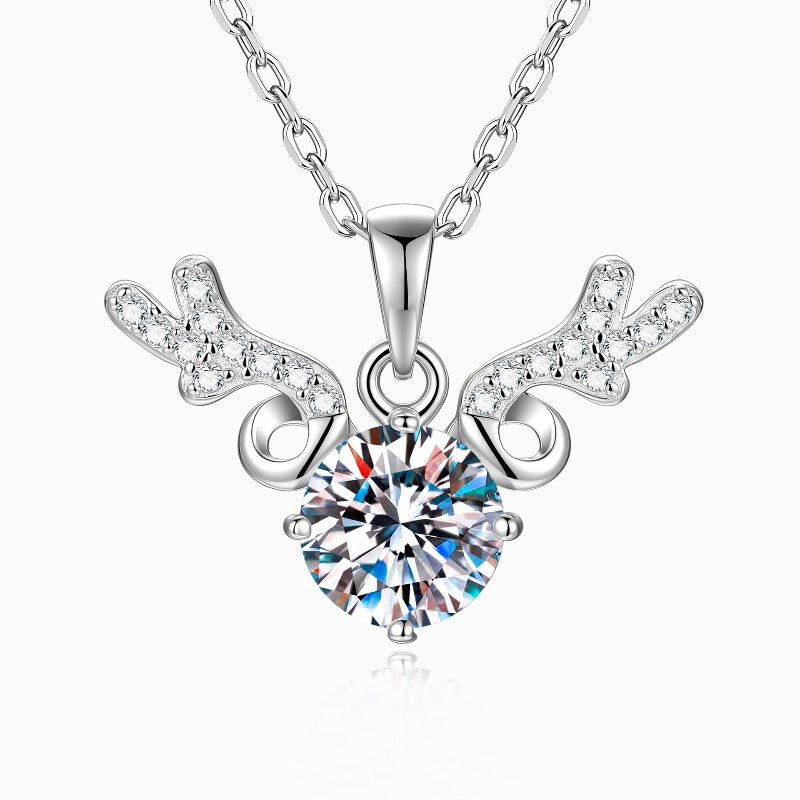 Forest Spirit – 1 Carat Moissanite Reindeer Necklace (S925 Silver)