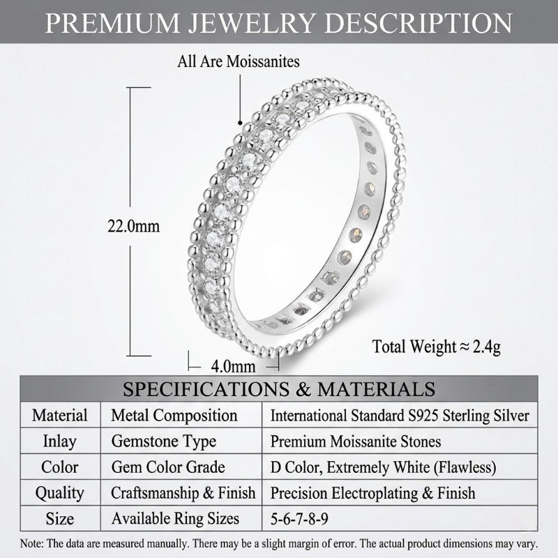 S925 Sterling Silver Moissanite Stackable Ring