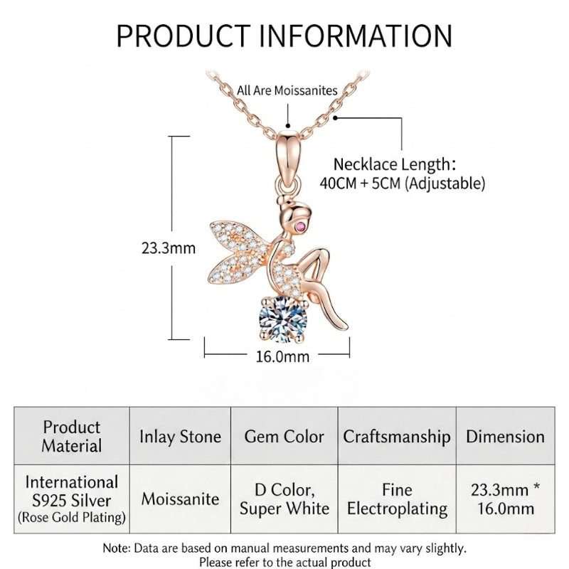 The Whispering Elfin – Rose Gold Moissanite Guardian Pendant