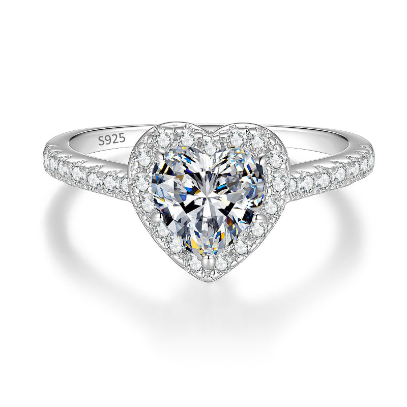 The Devotion Bond | 1CT Heart Moissanite S925 Silver Ring
