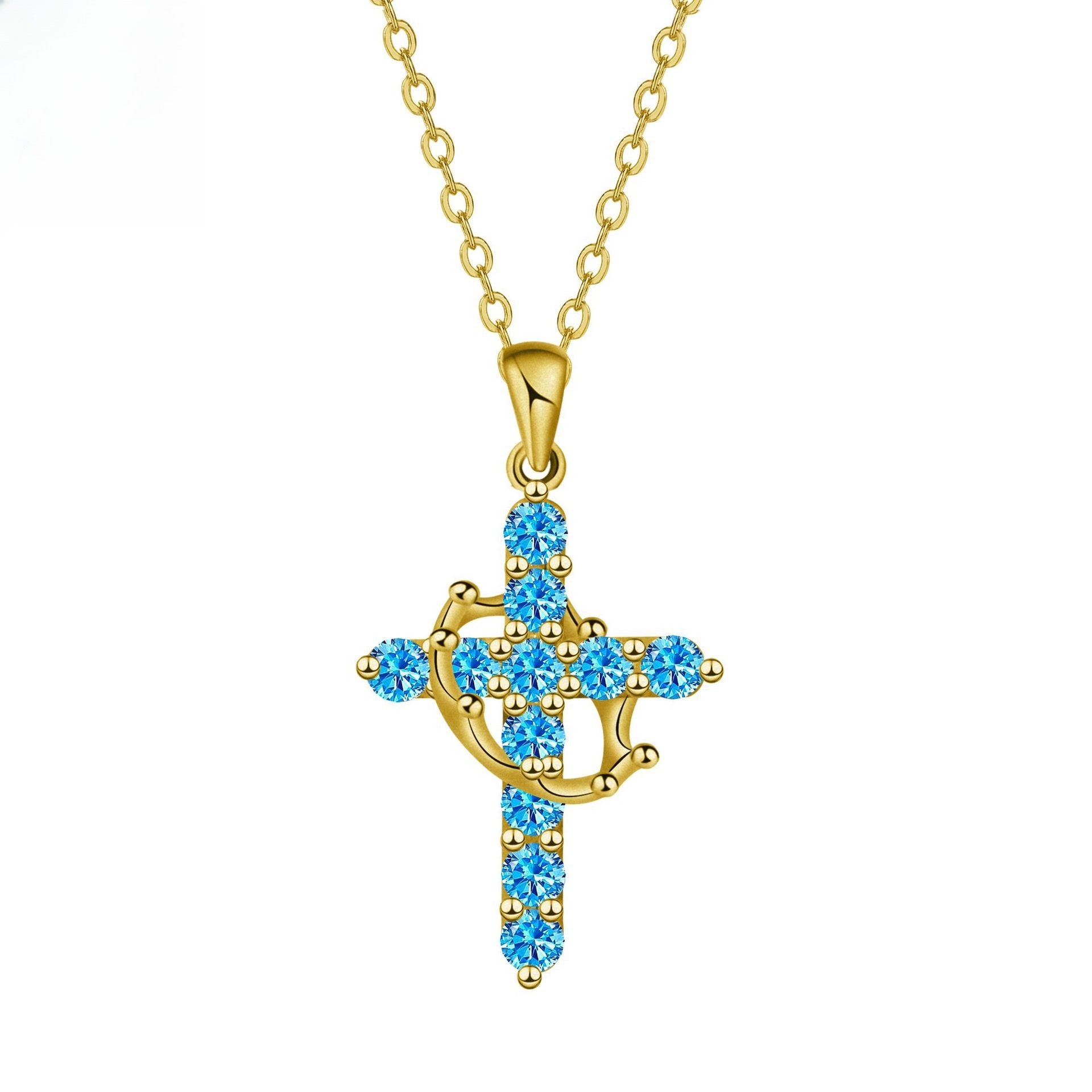 Minimalist Birthstone Cross Necklace