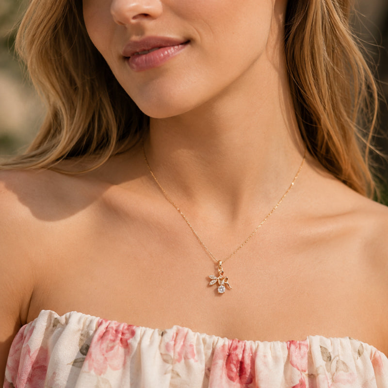 The Whispering Elfin – Rose Gold Moissanite Guardian Pendant