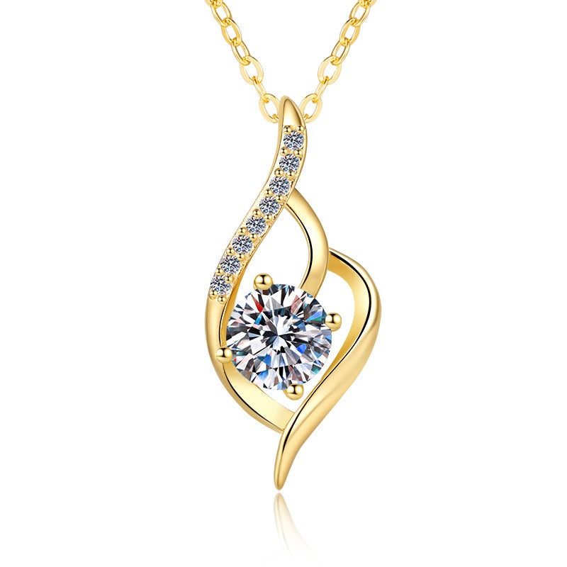 The Ethereal Wave Moissanite Twist Necklace – 1ct Collarbone Chain