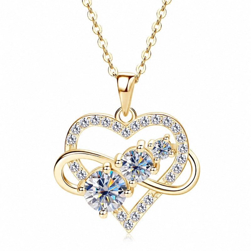 Shimmering Love 1.6 Carat Moissanite Heart Pendant Necklace - Perfect Anniversary Gift for Her