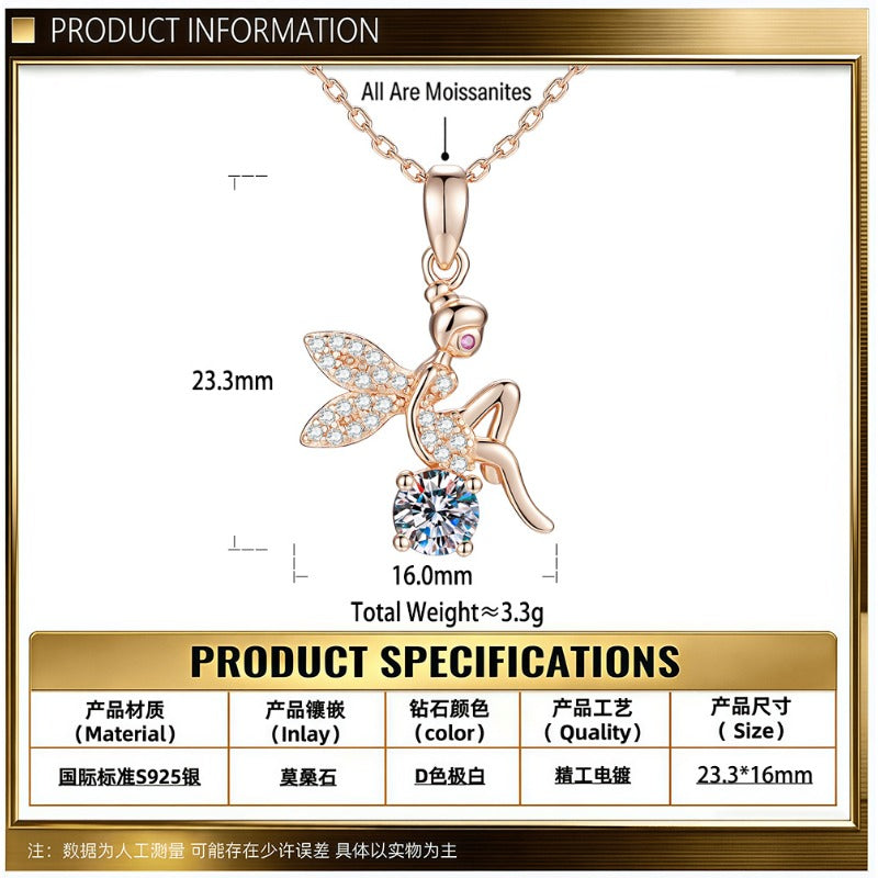The Whispering Elfin – Rose Gold Moissanite Guardian Pendant
