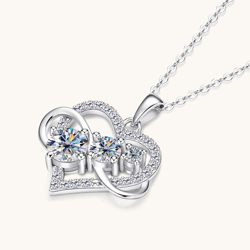 Shimmering Love 1.6 Carat Moissanite Heart Pendant Necklace - Perfect Anniversary Gift for Her