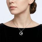 Premium Heart & Crescent Moon Moissanite Necklace, S925 Silver