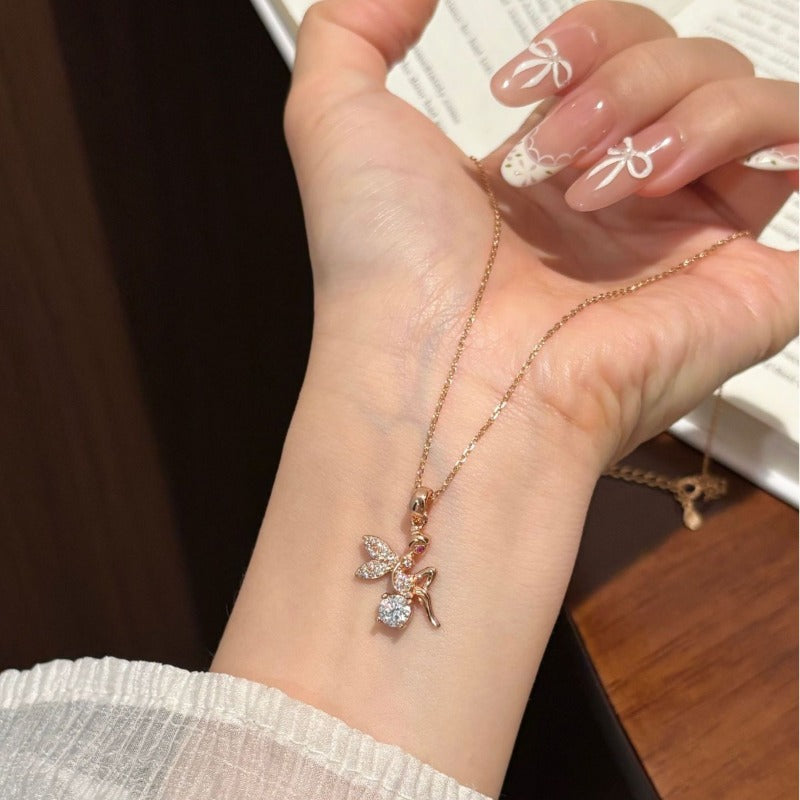 The Whispering Elfin – Rose Gold Moissanite Guardian Pendant