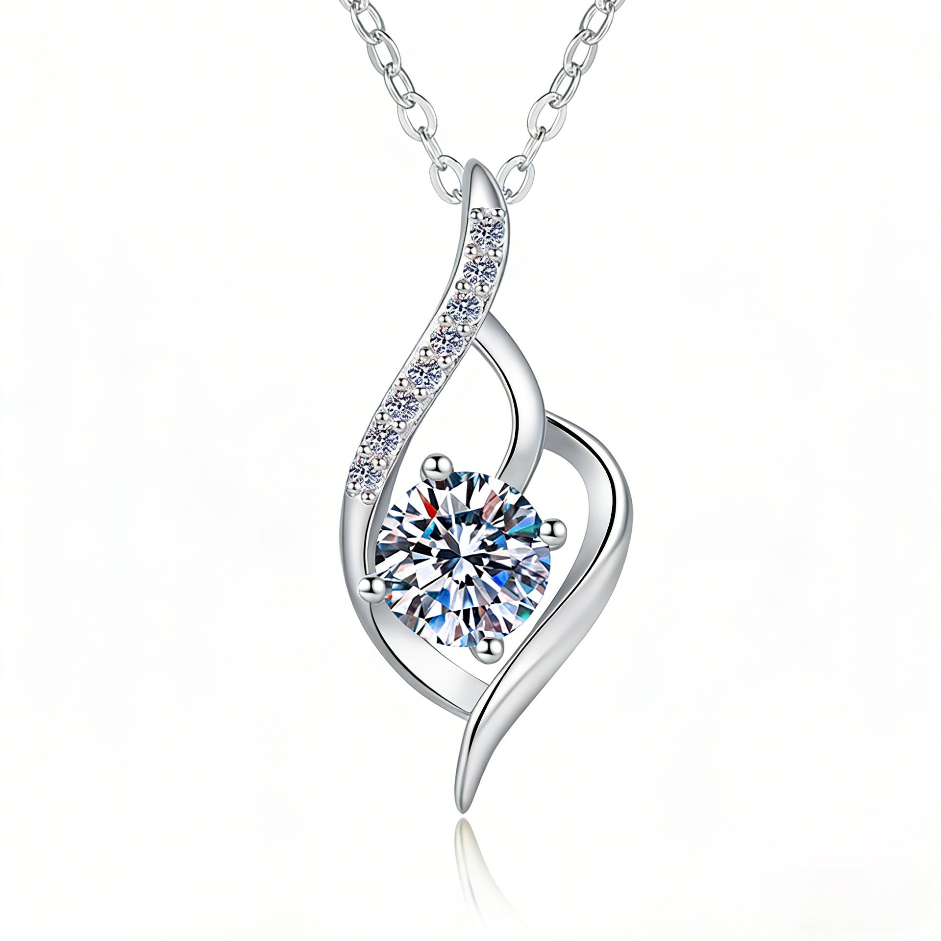The Ethereal Wave Moissanite Twist Necklace – 1ct Collarbone Chain