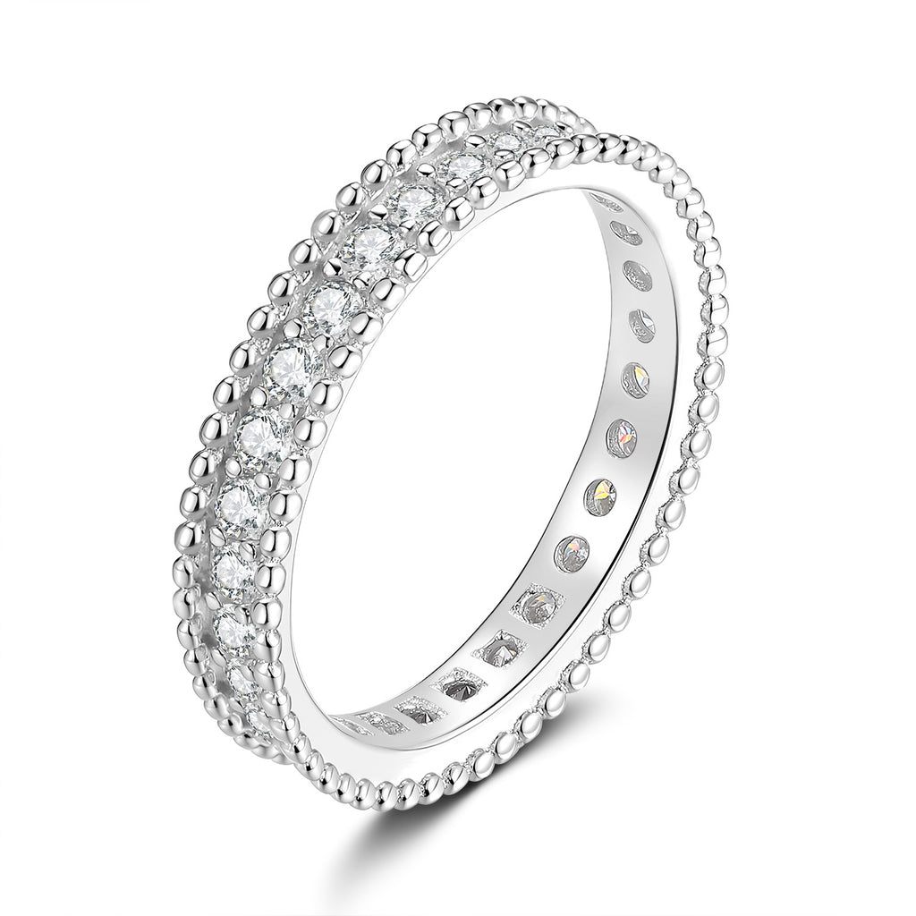 S925 Sterling Silver Moissanite Stackable Ring