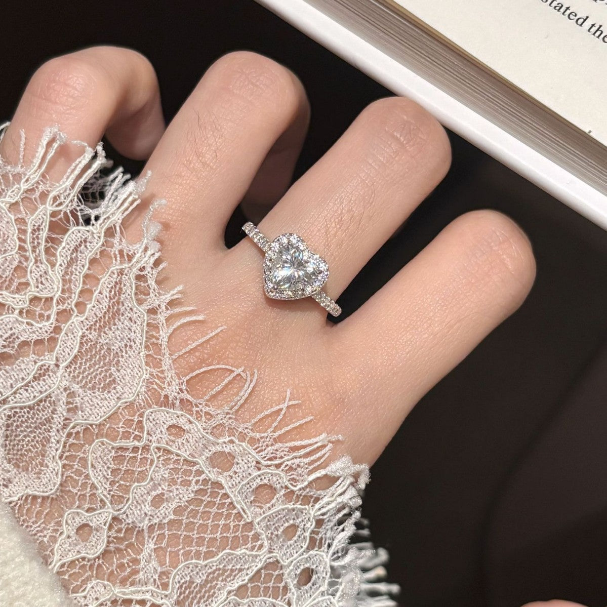 The Devotion Bond | 1CT Heart Moissanite S925 Silver Ring