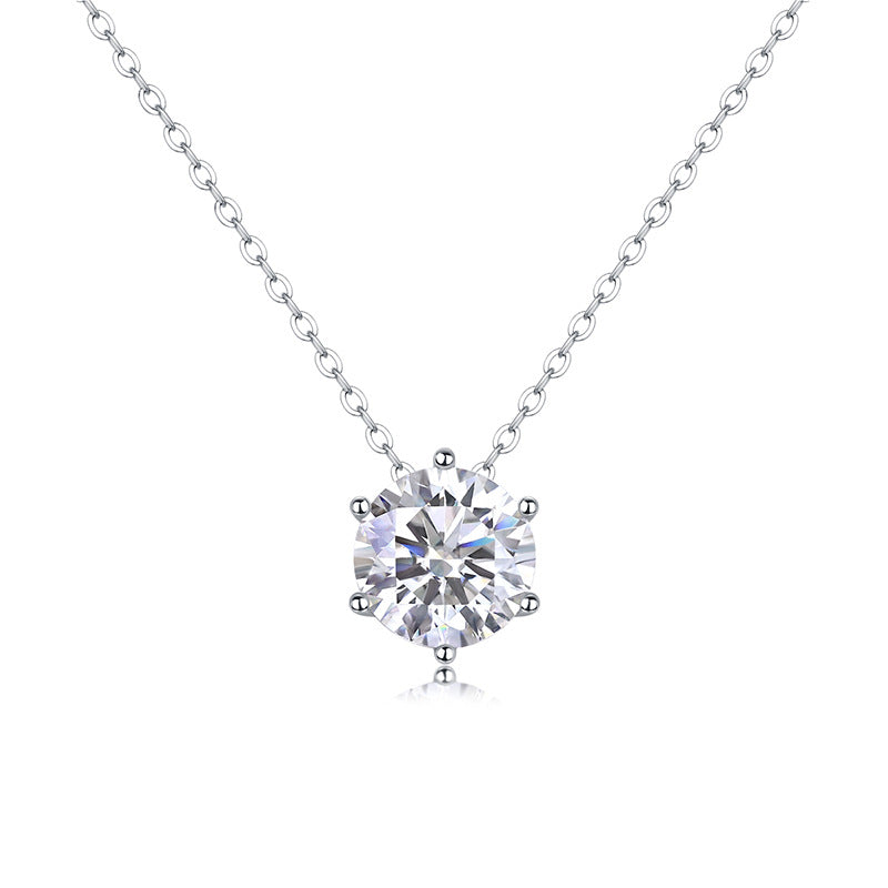 Eternal Spark 1ct Moissanite Pendant Necklace - 6.5mm Round Brilliant Cut Diamond Alternative