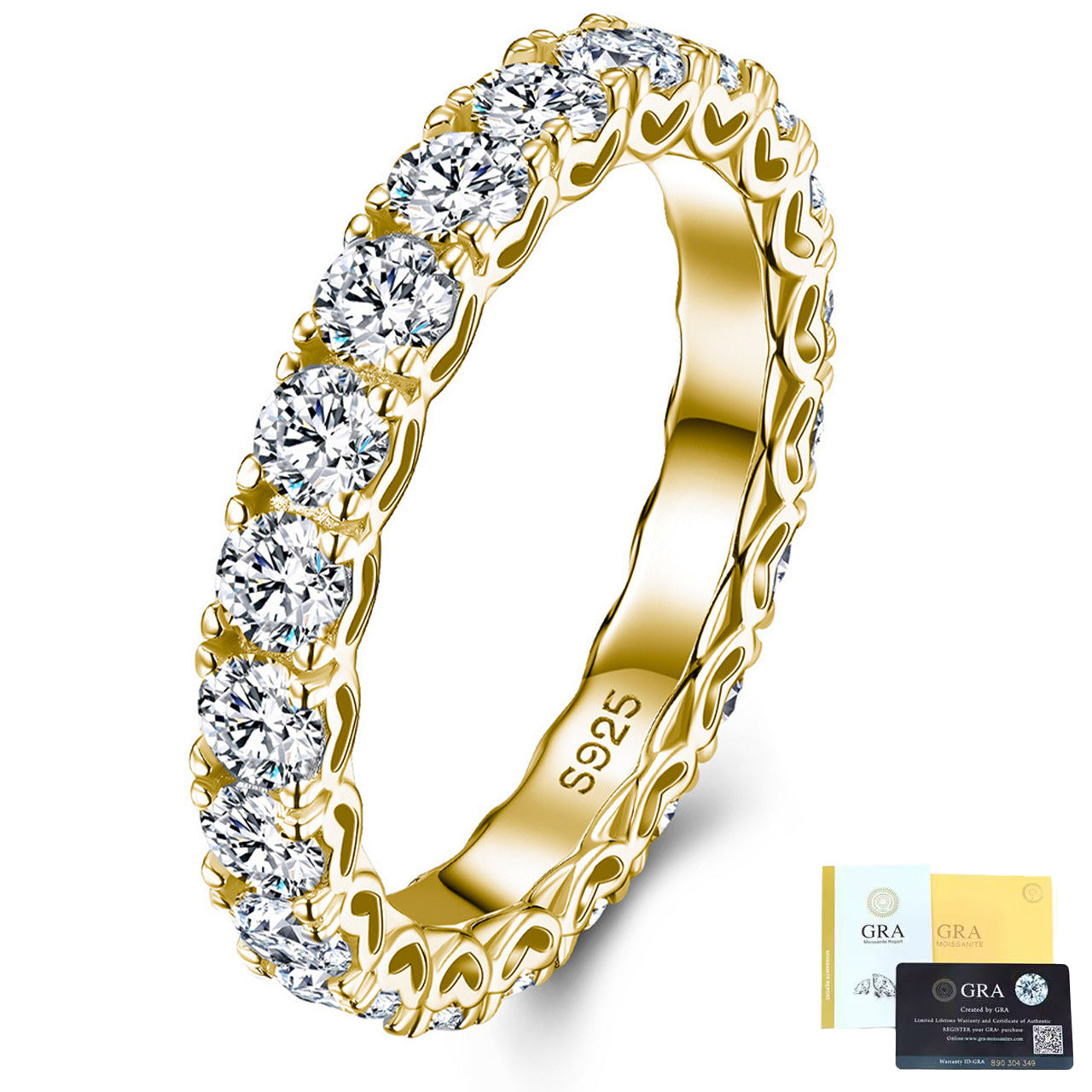 Amour Heart-Pronged Moissanite Eternity Ring | S925 Silver 2.1CTW Wedding Band