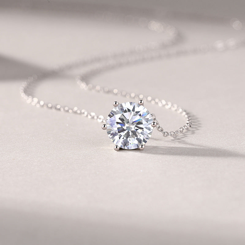 Eternal Spark 1ct Moissanite Pendant Necklace - 6.5mm Round Brilliant Cut Diamond Alternative