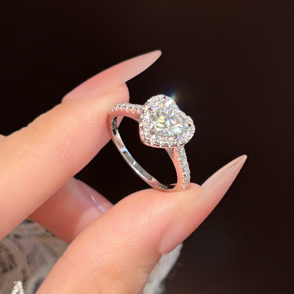 The Devotion Bond | 1CT Heart Moissanite S925 Silver Ring
