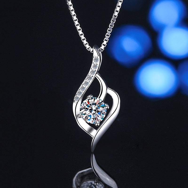 The Ethereal Wave Moissanite Twist Necklace – 1ct Collarbone Chain