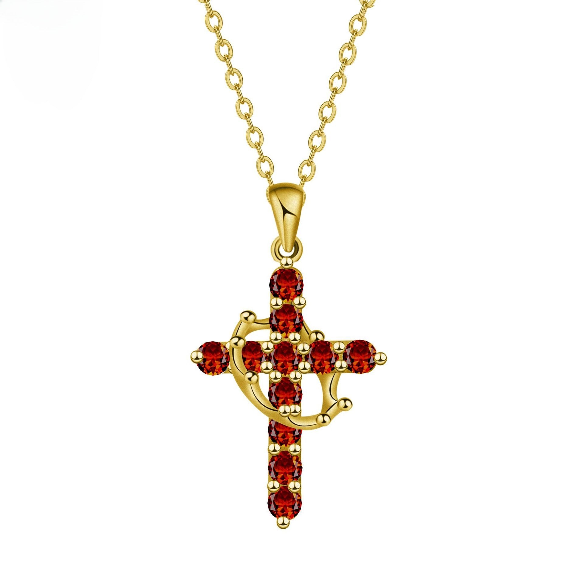 Minimalist Birthstone Cross Necklace
