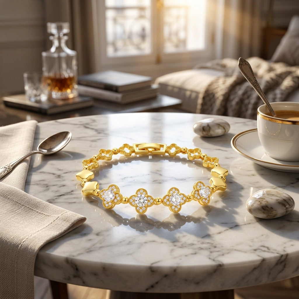 Golden Clover Charm Bracelet