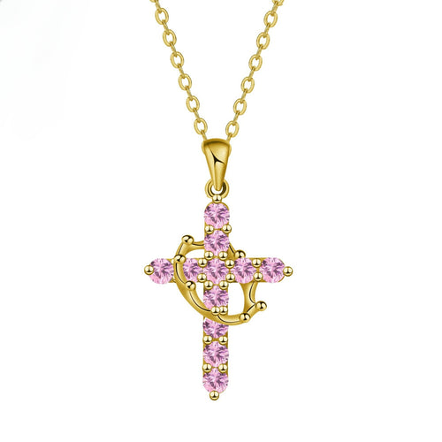 Minimalist Birthstone Cross Necklace
