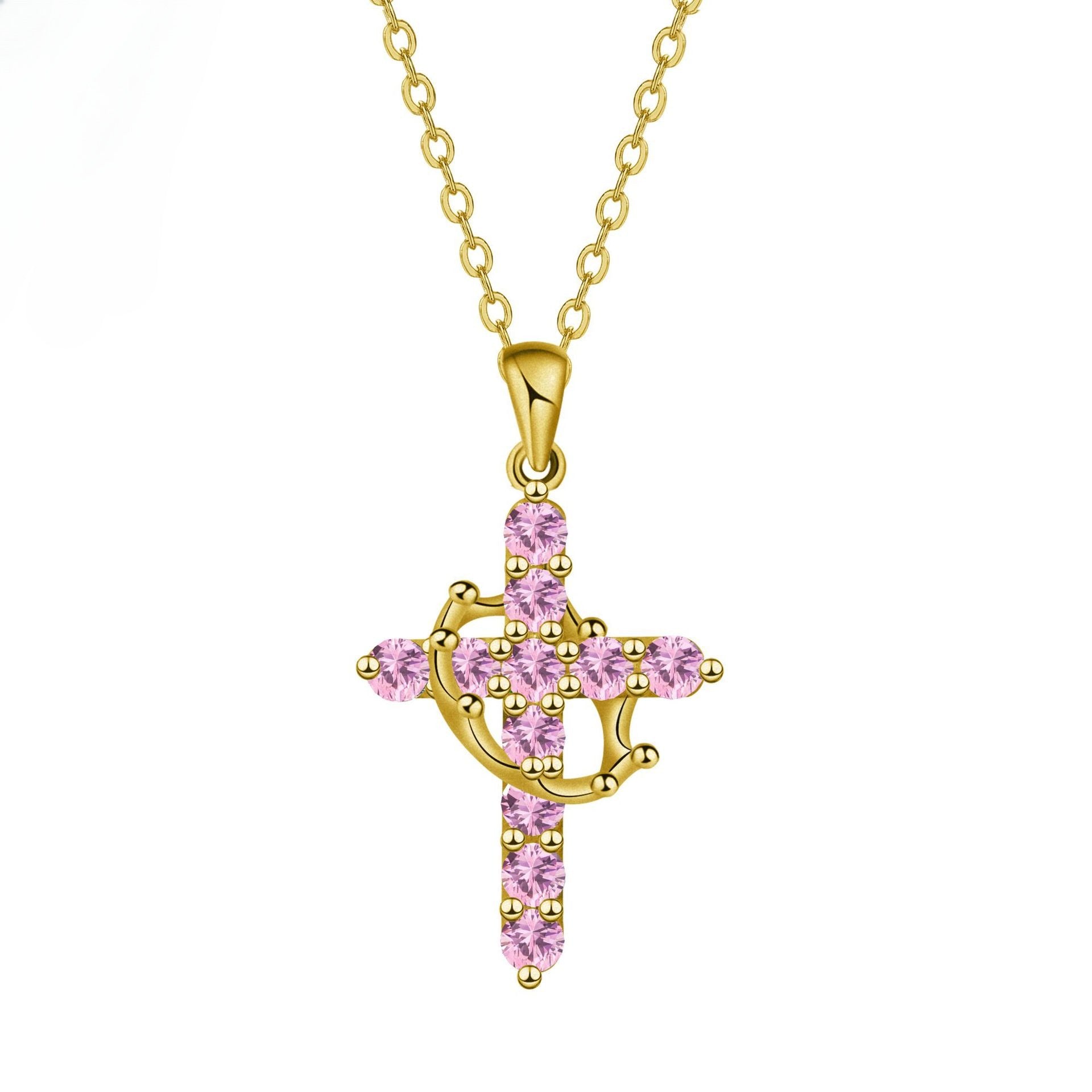 Minimalist Birthstone Cross Necklace