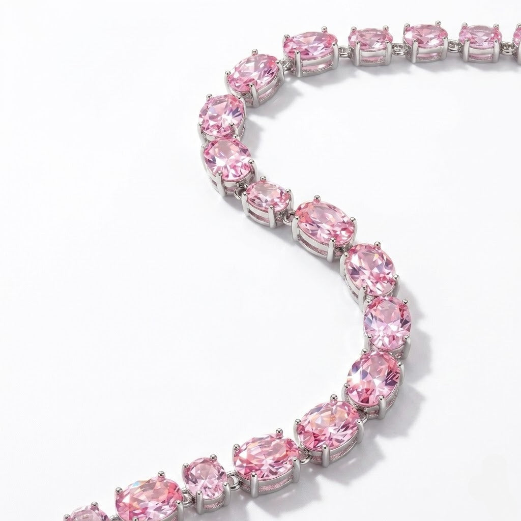 Graduated Pink Zirconia Tennis Bracelet