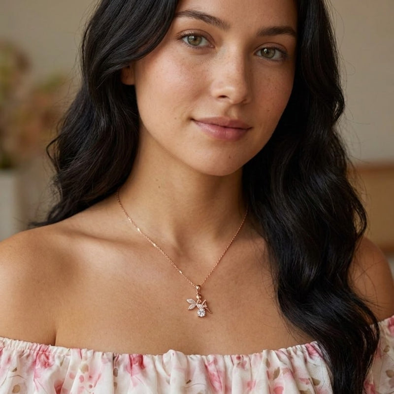 The Whispering Elfin – Rose Gold Moissanite Guardian Pendant