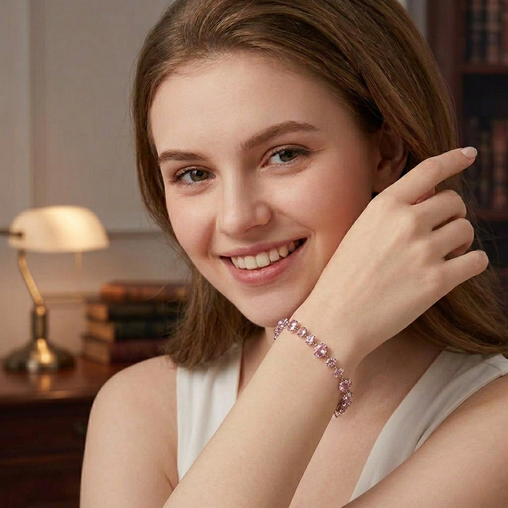 Graduated Pink Zirconia Tennis Bracelet