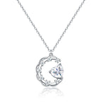 Premium Heart & Crescent Moon Moissanite Necklace, S925 Silver