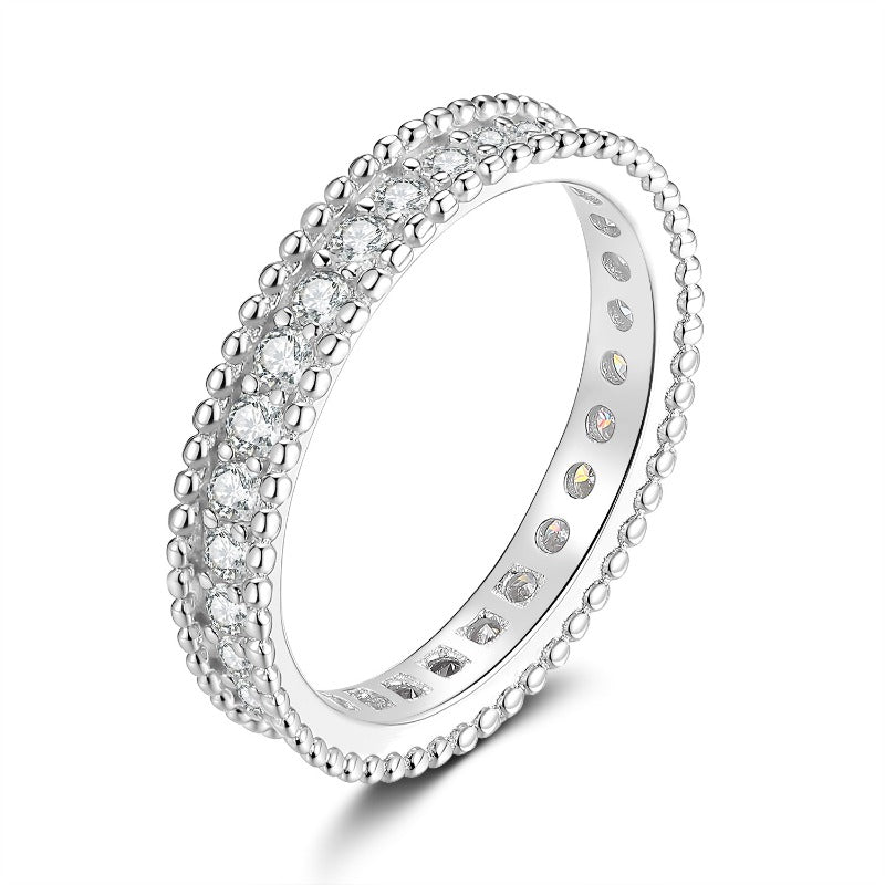S925 Sterling Silver Moissanite Stackable Ring