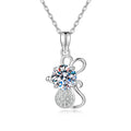 D Color Brilliant-Cut Moissanite "Lucky Mouse" Necklace
