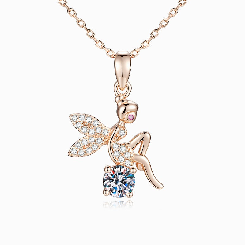 The Whispering Elfin – Rose Gold Moissanite Guardian Pendant