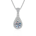 The Sovereign Tear – 1ct D-Color Moissanite Double Halo Pendant