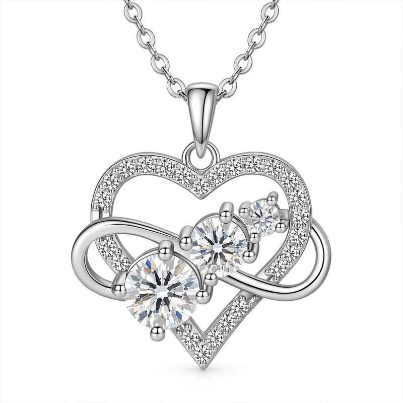Shimmering Love 1.6 Carat Moissanite Heart Pendant Necklace - Perfect Anniversary Gift for Her