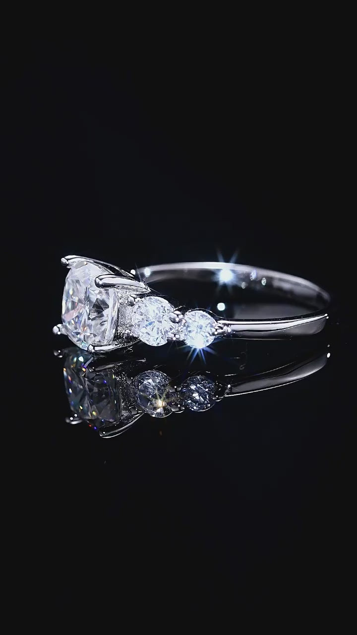 2-Carat Cushion Cut Moissanite Five-Stone Ring in S925 Sterling Silver