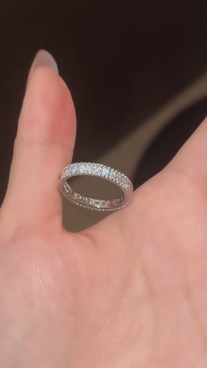 S925 Sterling Silver Moissanite Stackable Ring
