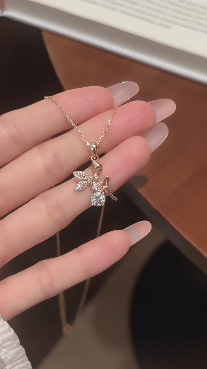 The Whispering Elfin – Rose Gold Moissanite Guardian Pendant